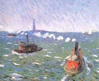 William James Glackens - Breezy Day Tugboats New York Harbor